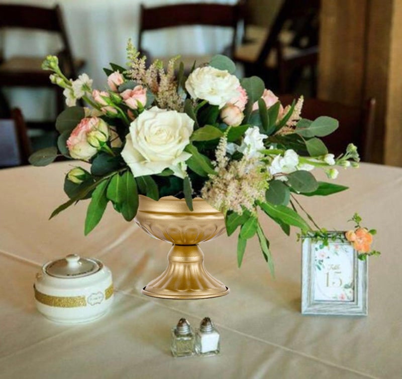 Hewory Metal Vases for Table Centerpieces, Hewory Gold Compote Pedestal Vase Floral Container Bulk, Brass Mini Footed Bowl Flower Holders Center Pieces for Wedding Birthday Party Anniversary (10pcs, 5in) - Image 2