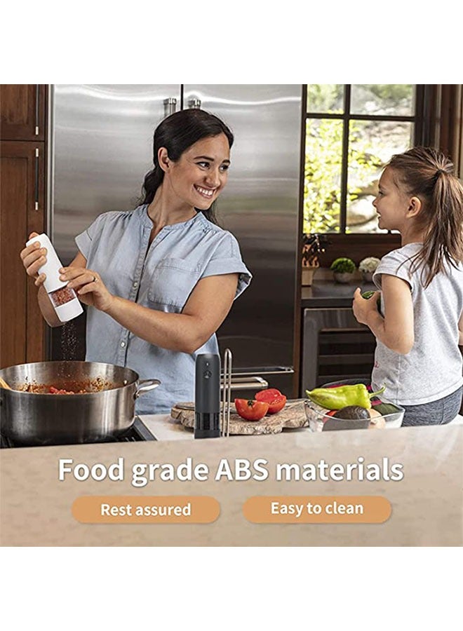 عربست الملح والفلفل المطاحن الكهربائية ، 6 بت الفلفل المطاحن والملح المطاحن ، الناقل التسلسلي العام القابلة لإعادة الشحن ، يد واحدة تعمل ، قابل للتعديل خشونة التوابل المطاحن ( أبيض ) - Image 2