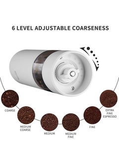 Arabest Electric Salt and Pepper Grinder, Pepper Grinder and Salt Grinder with 6 Positions,USB Rechargable,One Handed Operation,Adjustable Coarseness Spice Grinder (White）  - Image 5