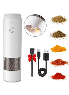 Arabest Electric Salt and Pepper Grinder, Pepper Grinder and Salt Grinder with 6 Positions,USB Rechargable,One Handed Operation,Adjustable Coarseness Spice Grinder (White）  - Image 1