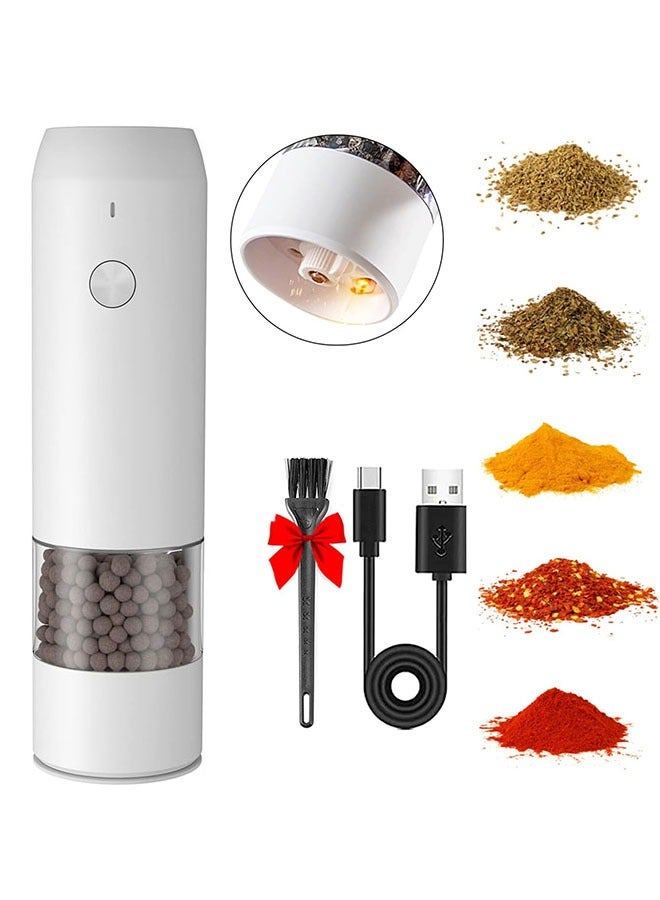 عربست الملح والفلفل المطاحن الكهربائية ، 6 بت الفلفل المطاحن والملح المطاحن ، الناقل التسلسلي العام القابلة لإعادة الشحن ، يد واحدة تعمل ، قابل للتعديل خشونة التوابل المطاحن ( أبيض ) - Image 1