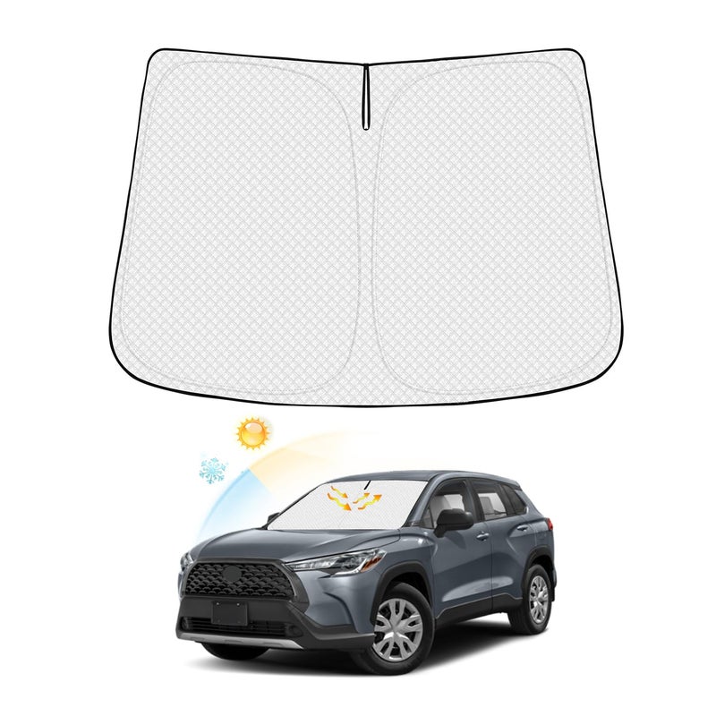 Canvcle Windshield Sun Shade for 20222024 Toyota Corolla CrossNot for Corolla Accessories Thicken 6Layer Front Window Sunshade Cover Sun Visor Protector Foldable Block UV Rays Keep Vehicle Cool