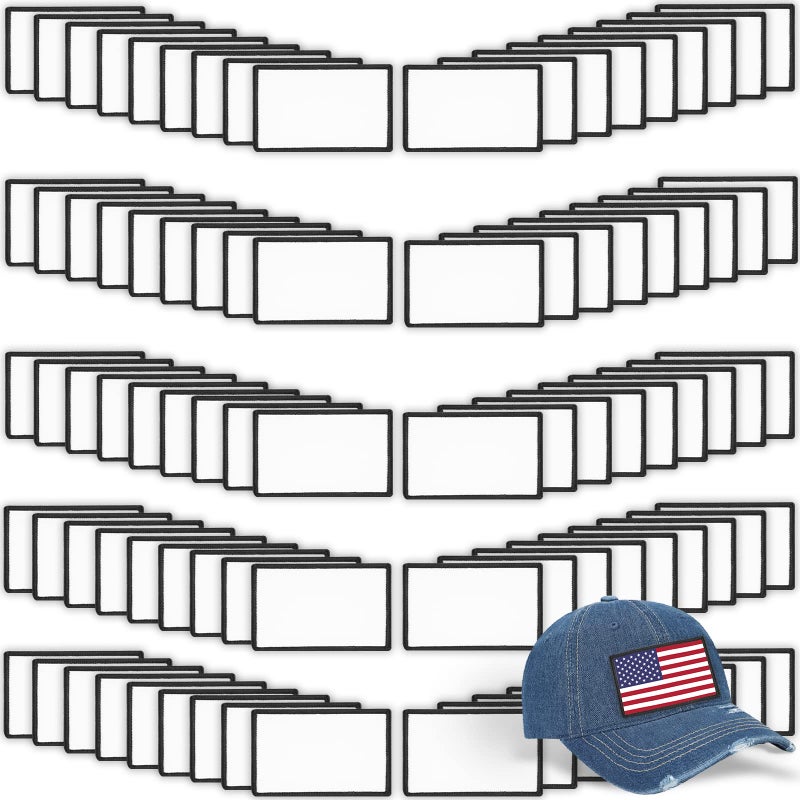 Gadjica 90 PCs Sublimation Patches  Iron On Blank Patches for DIY Crafts Hats Caps Backpack Uniforms Christmas Decorations Ornaments Rectangle  90PCs
