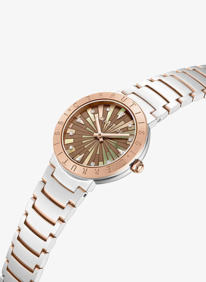 CERRUTI 1881 Filiano Analog Women's Watch - Brown Mother of Pearl Dial,, Rose Gold Topring