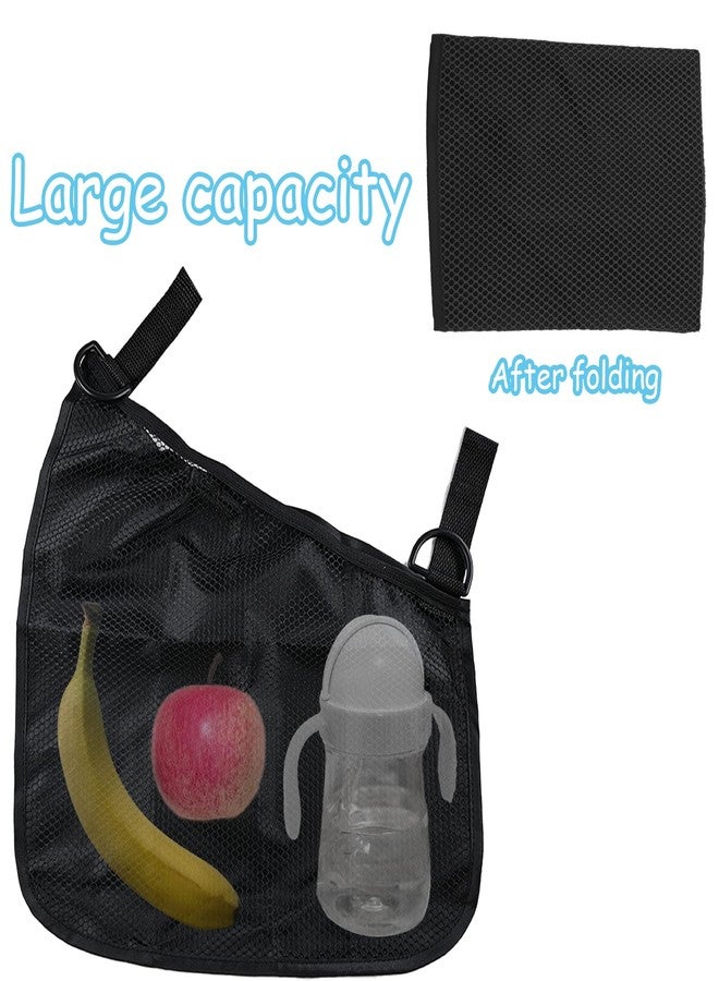 CaoXiong 2 Pack Universal Side Sling Stroller Organizer with Mesh Cargo Net,Adjustable and Non-Slip Stroller Storage Bags, Portable Side Sling Stroller Cargo Net for Baby Accessories(Black) - Image 3