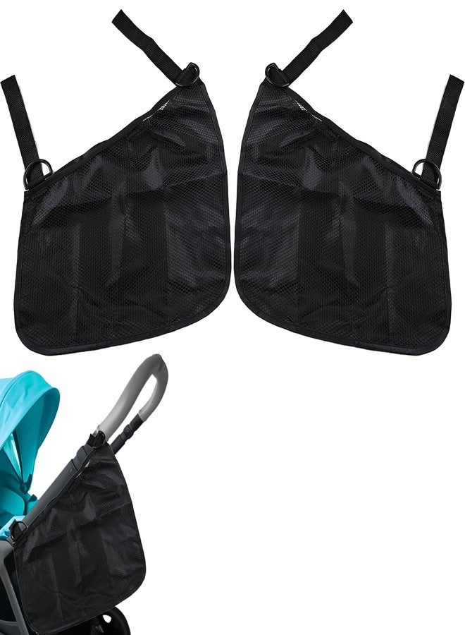 CaoXiong 2 Pack Universal Side Sling Stroller Organizer with Mesh Cargo Net,Adjustable and Non-Slip Stroller Storage Bags, Portable Side Sling Stroller Cargo Net for Baby Accessories(Black) - Image 1