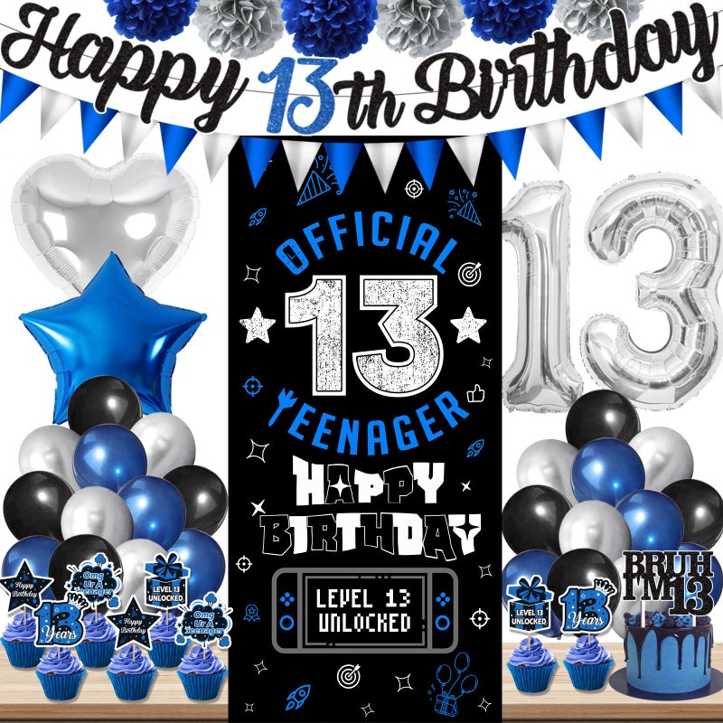 PARTY TONIGHT 13th Birthday Decorations for Boys Girls, Happy 13th Birthday Decorations Boy Inclued Official Teenager Backdrop Banner 13 year old boy birthday decorations - Image 1
