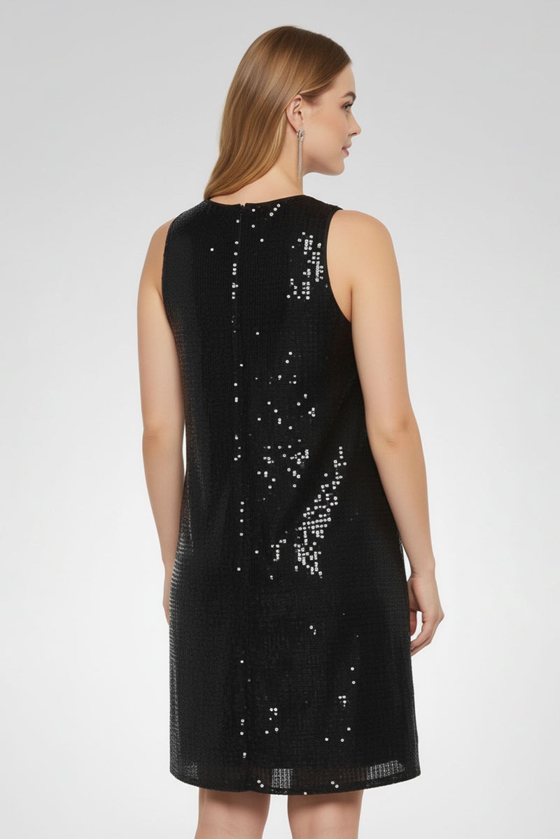 armani Emporio Armani Women Textured Mini Dress, Black - Image 4