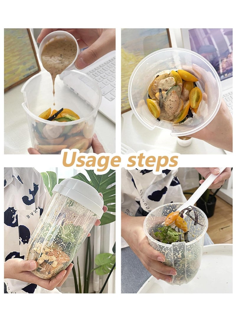 Portable Salad Cup, Salad Meal Shaker Cup with Fork And Sauce Box, Yogurt Cup, Breakfast Cup, Food Storage Bento Box, School Lunch Box (White)  - Image 4