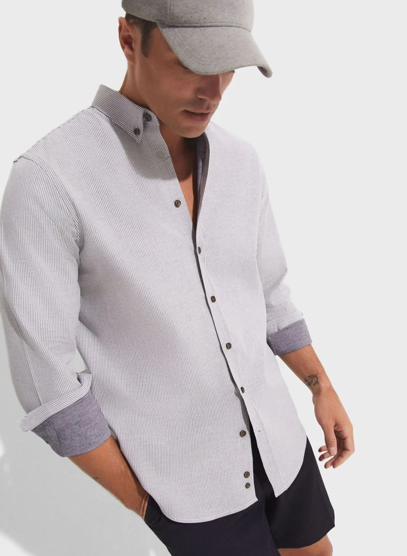 JUNE Striped Button Down Regular Fit Shirt Shirt