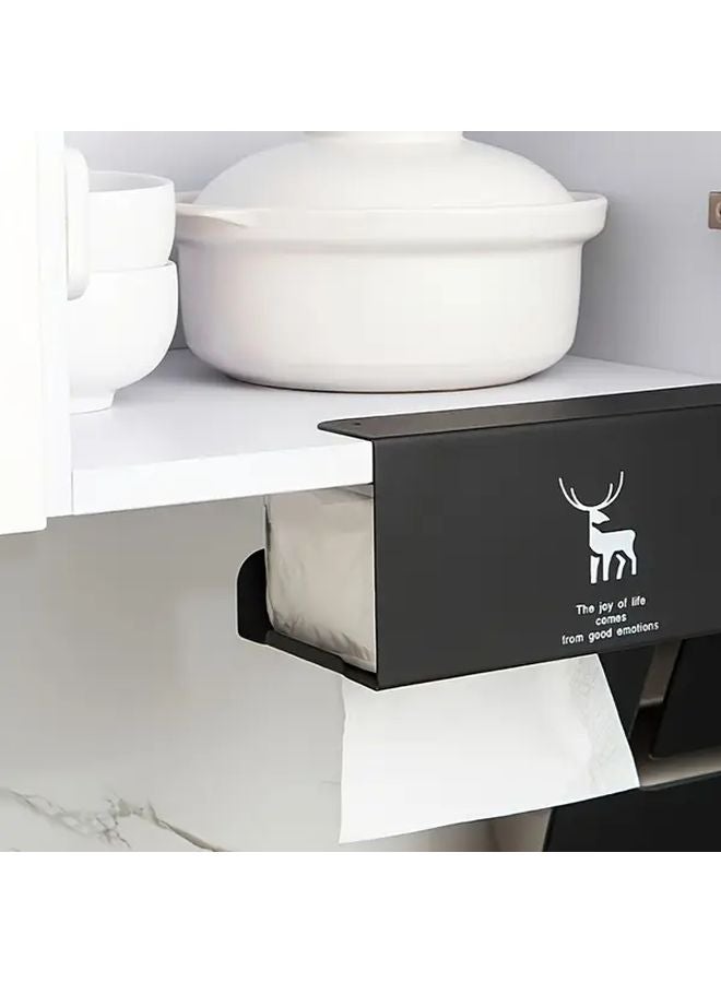 White No Drill Adhesive Mount Kitchen Tissue Holder Stag Head Design - Image 5