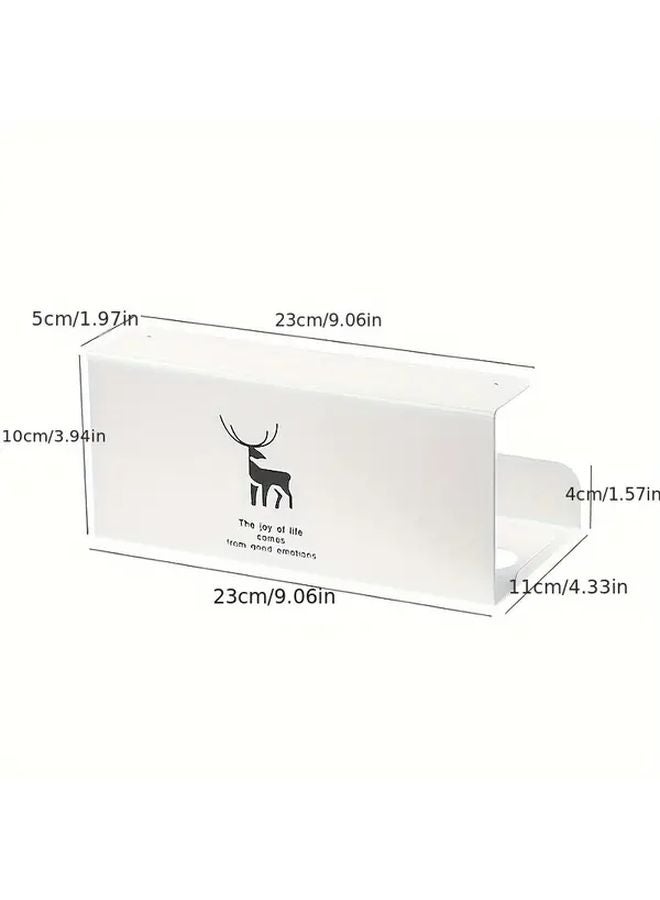 White No Drill Adhesive Mount Kitchen Tissue Holder Stag Head Design - Image 4