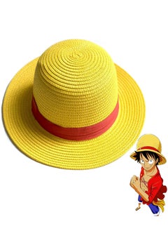 General 1 Piece Luffy Straw Hat Anime Cartoon Sunscreen Straw Hat Japanese Cosplay Hooded Straw Hat Neck Rope Luffy Flat Top Hat Adult  - Image 2