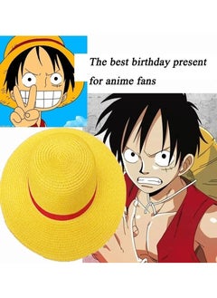 General 1 Piece Luffy Straw Hat Anime Cartoon Sunscreen Straw Hat Japanese Cosplay Hooded Straw Hat Neck Rope Luffy Flat Top Hat Adult  - Image 3