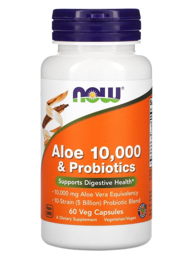 now Aloe 10000 & Probiotics 60 Veg Capsules