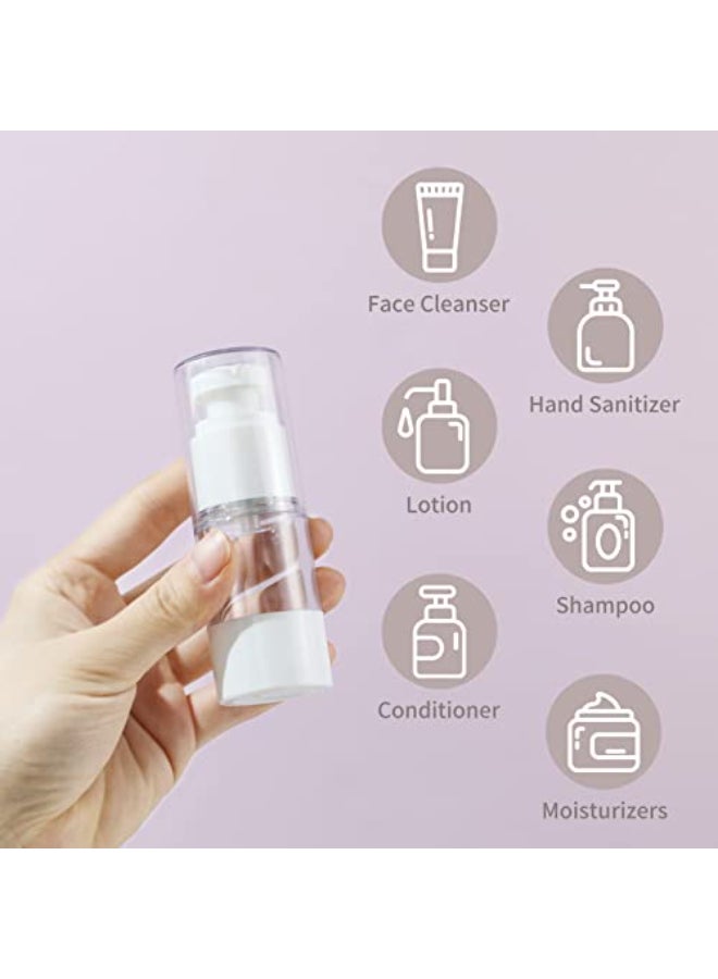 longway 05Oz 15ml Clear Airless Cosmetic Cream Pump Bottle Travel Size Dispenser Refillable ContainersFoundation Travel Pump Bottle for Shampoo PACK of 8 - Image 4
