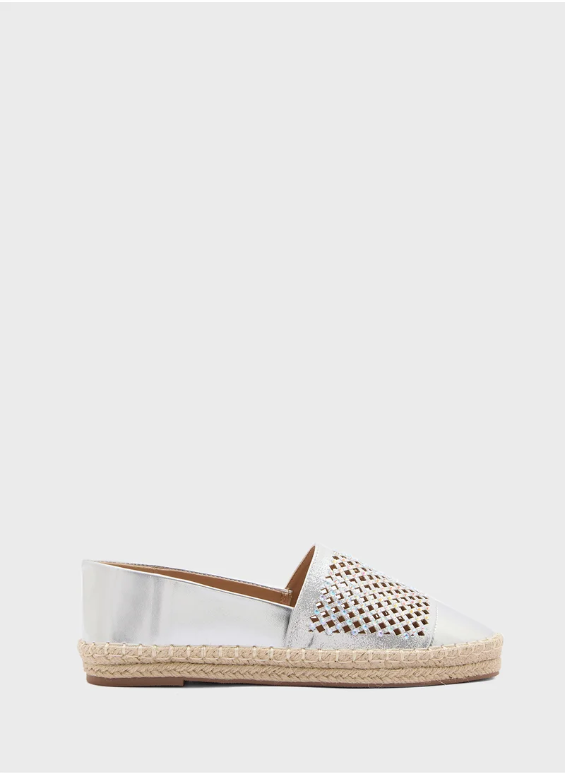 Ginger Cut Work Diamante Espadrille