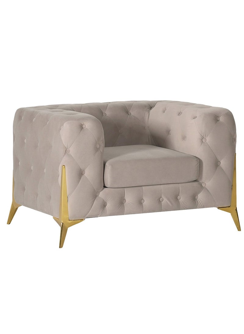ROYALOAK Royaloak Ankara Fabric Single Seater Sofa | Diamond Tufting Design on All Sides | Gold Plated Metal Legs | Metal Frame Support | Fabric Upholstery | Sofa Single Seater | Durable & Long-lasting  - Image 1