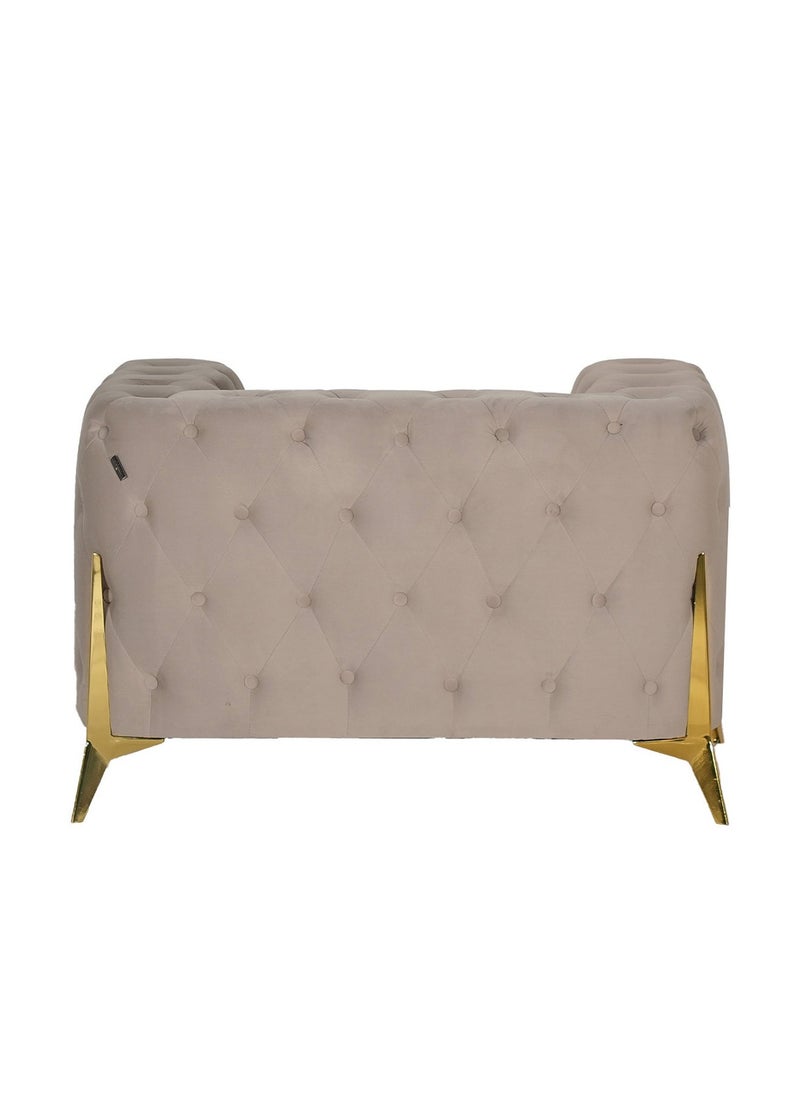 ROYALOAK Royaloak Ankara Fabric Single Seater Sofa | Diamond Tufting Design on All Sides | Gold Plated Metal Legs | Metal Frame Support | Fabric Upholstery | Sofa Single Seater | Durable & Long-lasting  - Image 5