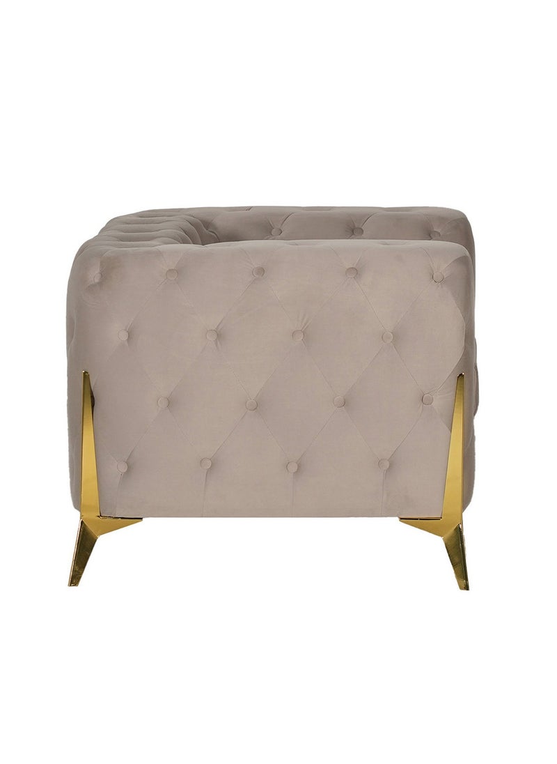 ROYALOAK Royaloak Ankara Fabric Single Seater Sofa | Diamond Tufting Design on All Sides | Gold Plated Metal Legs | Metal Frame Support | Fabric Upholstery | Sofa Single Seater | Durable & Long-lasting  - Image 4