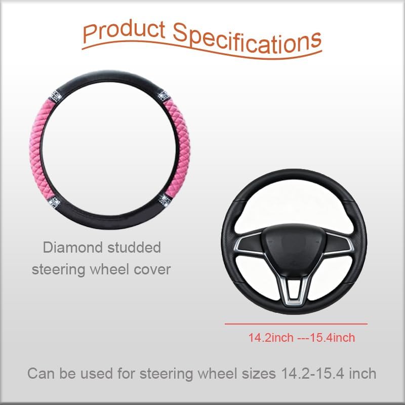 WLERIR Microfiber Leather Steering Wheel Cover with Anti-Slip Lining Universal Car Accessory for Steering Wheel with a Diameter of 14.5-15 inch (Black) - Image 1