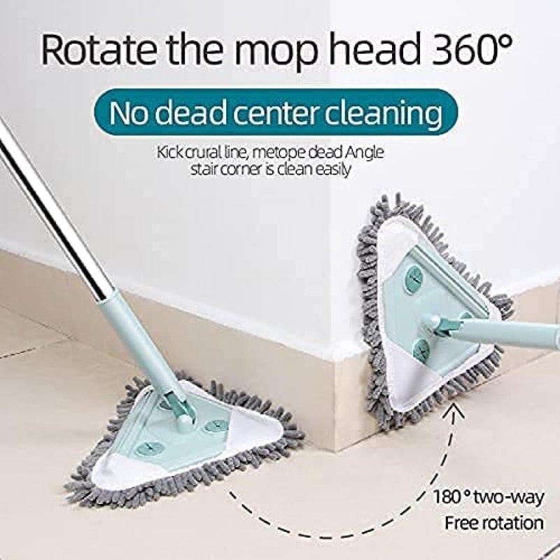 Upkaranwale 3 in 1 Wet Dry Mop Adjustable Long Handle 360 Rotatable Triangle Microfiber Floor Mop Stick - Image 3