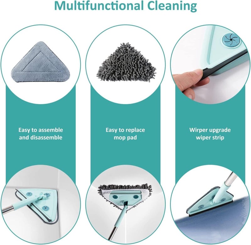 Upkaranwale 3 in 1 Wet Dry Mop Adjustable Long Handle 360 Rotatable Triangle Microfiber Floor Mop Stick - Image 4