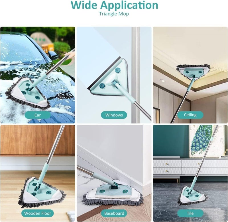 Upkaranwale 3 in 1 Wet Dry Mop Adjustable Long Handle 360 Rotatable Triangle Microfiber Floor Mop Stick - Image 5