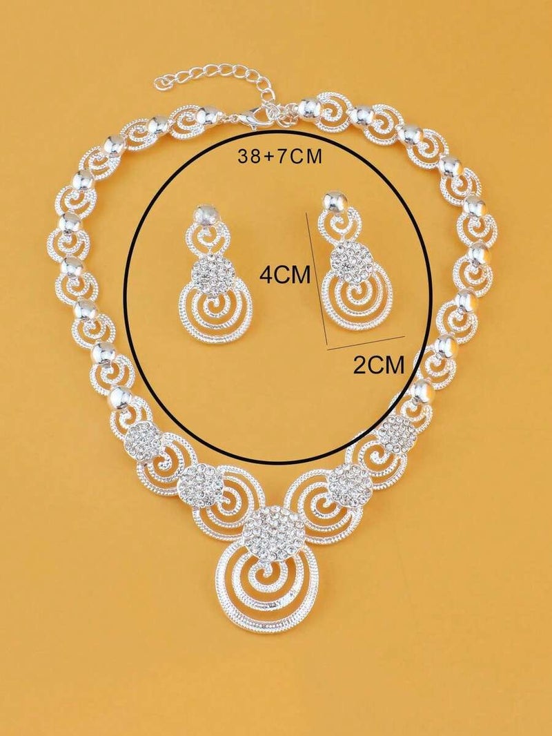Shein 3-Piece Hollow Gold Jewelry Set: Necklace, Earrings, Wedding/Party Accessories - Image 3