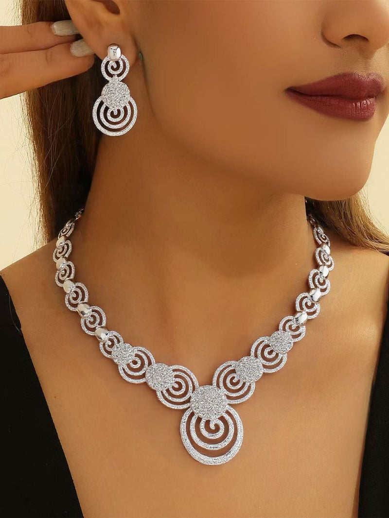 Shein 3-Piece Hollow Gold Jewelry Set: Necklace, Earrings, Wedding/Party Accessories - Image 1