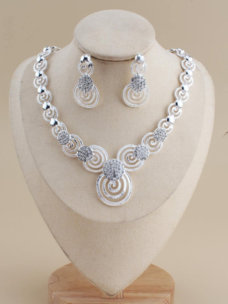 Shein 3-Piece Hollow Gold Jewelry Set: Necklace, Earrings, Wedding/Party Accessories - Image 2