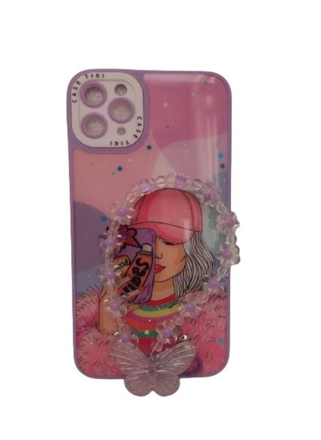TiKi - Tiki Case For iPhone 14 Pro Max With Cartoon Print and With Butterfly Strap Purple Colour - Image 1