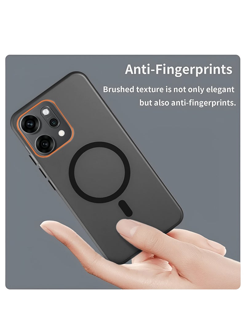 Wtech Oppo Reno14 Pro 5G 2025 Hybrid Translucent Magsafe with Magnetic Charging Raised Camera Lips Elegant Look Case Cover (MCMPMN) - Black - Image 4