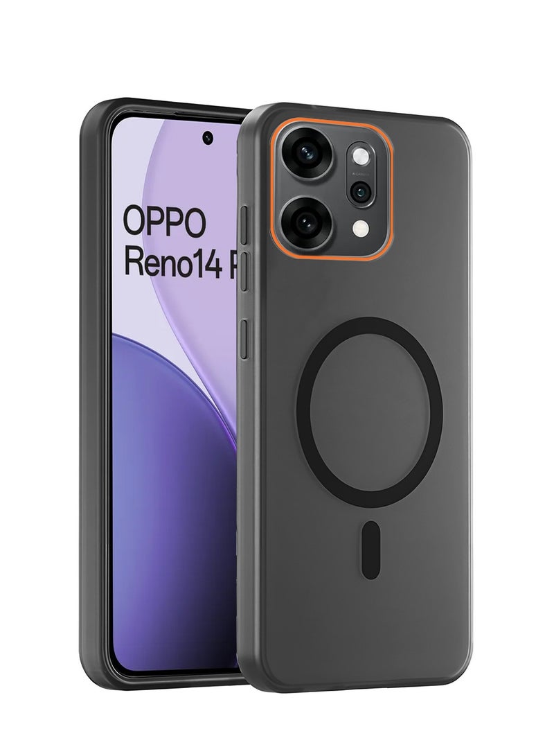 Wtech Oppo Reno14 Pro 5G 2025 Hybrid Translucent Magsafe with Magnetic Charging Raised Camera Lips Elegant Look Case Cover (MCMPMN) - Black - Image 1