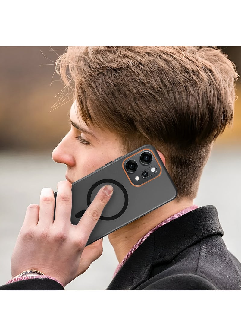 Wtech Oppo Reno14 Pro 5G 2025 Hybrid Translucent Magsafe with Magnetic Charging Raised Camera Lips Elegant Look Case Cover (MCMPMN) - Black - Image 5