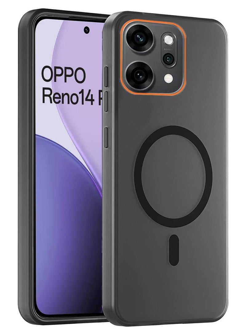 دبليو تيك غطاء حالة أوppo رينو14 برو 5G 2025 هجين شفاف ماغسيف مع شحن مغناطيسي وحواف كاميرا بارزة مظهر أنيق (MCMPMN) - أسود - Image 1