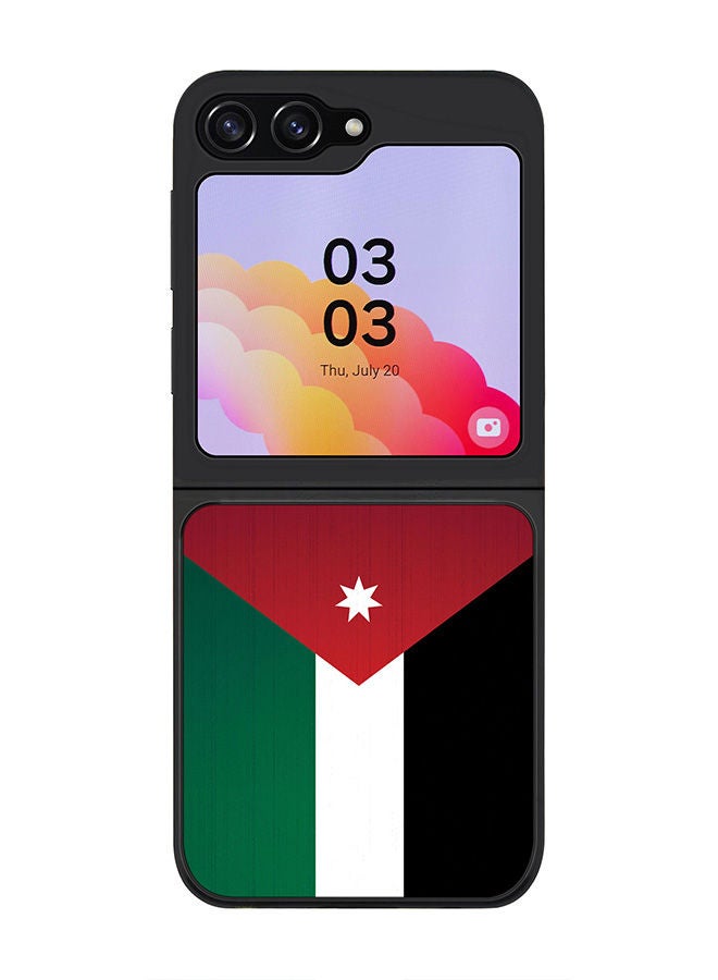 Stylizedd Rugged Black edge case for Samsung Galaxy Z Flip5, Slim fit Soft Case Flexible Rubber Edges Anti Drop TPU Gel Thin Cover -  Flag Of Jordan - Image 1