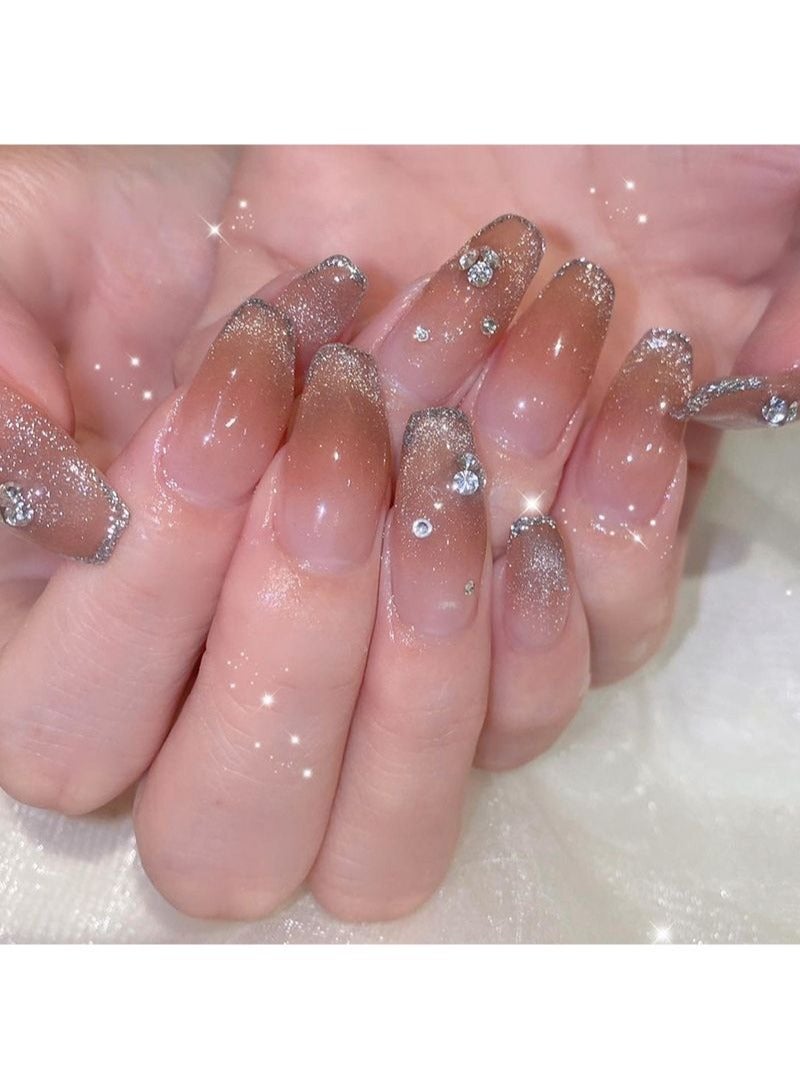 شافو أظافر صناعية قصيرة لامعة دايموندز 24 قطعة - Image 1