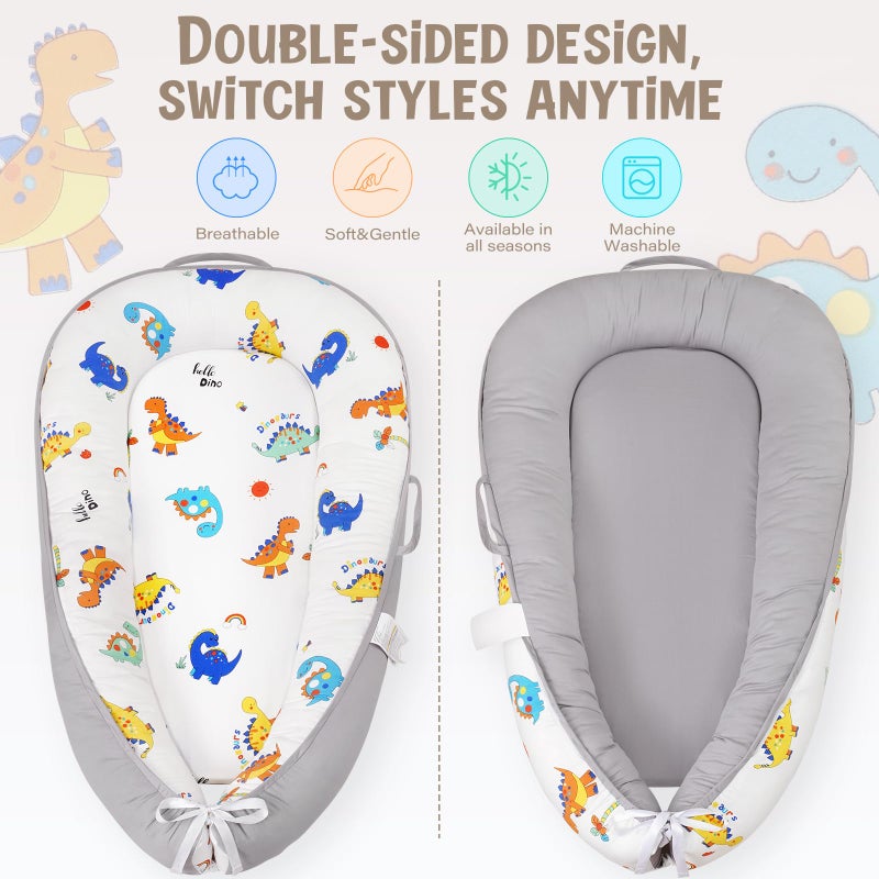 HKAI Baby Lounger - مقعد أرضي للرضع مصنوع من القطن الناعم لحديثي الولادة حتى 24 شهرًا، أساسيات الطفل المحمولة للأولاد والبنات، وسادة صالة الأطفال الملائمة للسفر - Image 2