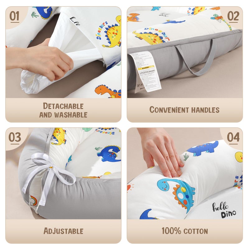 HKAI Baby Lounger - مقعد أرضي للرضع مصنوع من القطن الناعم لحديثي الولادة حتى 24 شهرًا، أساسيات الطفل المحمولة للأولاد والبنات، وسادة صالة الأطفال الملائمة للسفر - Image 4
