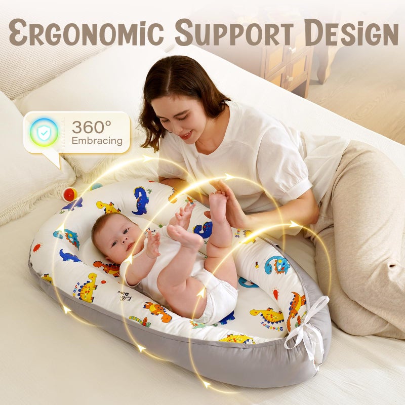 HKAI Baby Lounger - مقعد أرضي للرضع مصنوع من القطن الناعم لحديثي الولادة حتى 24 شهرًا، أساسيات الطفل المحمولة للأولاد والبنات، وسادة صالة الأطفال الملائمة للسفر - Image 3