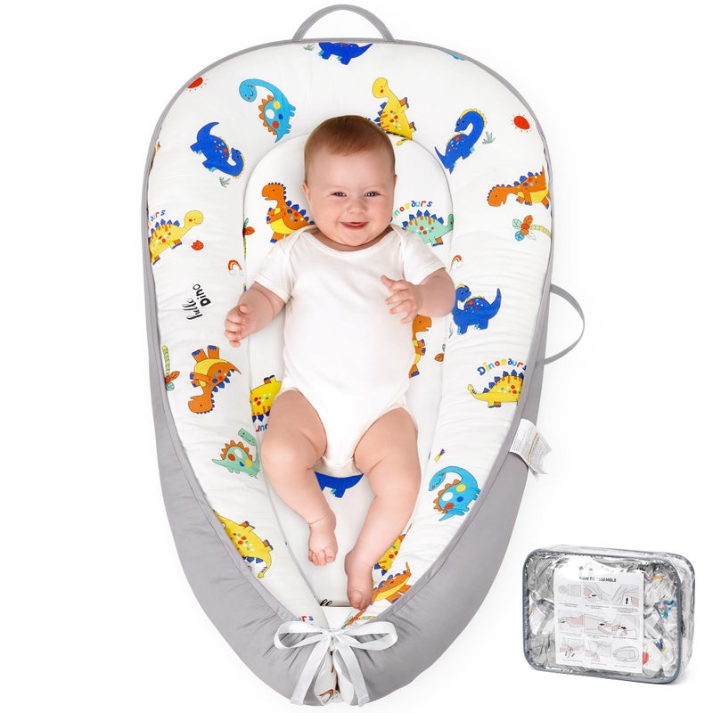 HKAI Baby Lounger - مقعد أرضي للرضع مصنوع من القطن الناعم لحديثي الولادة حتى 24 شهرًا، أساسيات الطفل المحمولة للأولاد والبنات، وسادة صالة الأطفال الملائمة للسفر - Image 1