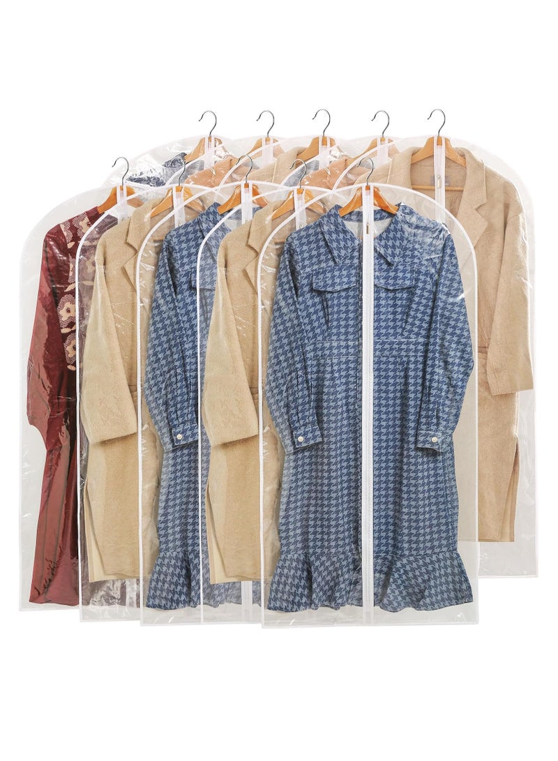 Full Clear Garment Bag for Hanging Clothes, 55" (Approx. 140cm) Suit Bag for Wardrobe Storage, Plastic Dustproof Suit Bag, Clothes Protection Bag with Zippered Jacket, Jacket, Shirt, Robe (Pack of 5) - Image 1