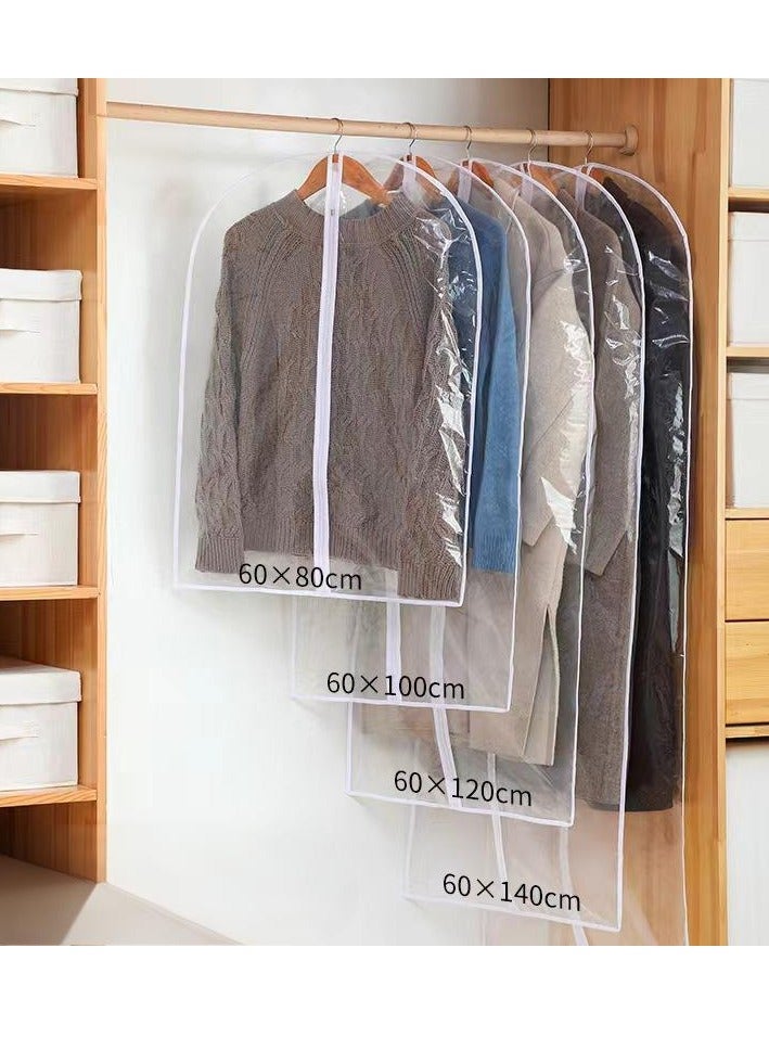 Full Clear Garment Bag for Hanging Clothes, 55" (Approx. 140cm) Suit Bag for Wardrobe Storage, Plastic Dustproof Suit Bag, Clothes Protection Bag with Zippered Jacket, Jacket, Shirt, Robe (Pack of 5) - Image 2