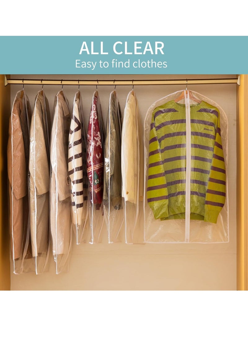 Full Clear Garment Bag for Hanging Clothes, 55" (Approx. 140cm) Suit Bag for Wardrobe Storage, Plastic Dustproof Suit Bag, Clothes Protection Bag with Zippered Jacket, Jacket, Shirt, Robe (Pack of 5) - Image 3