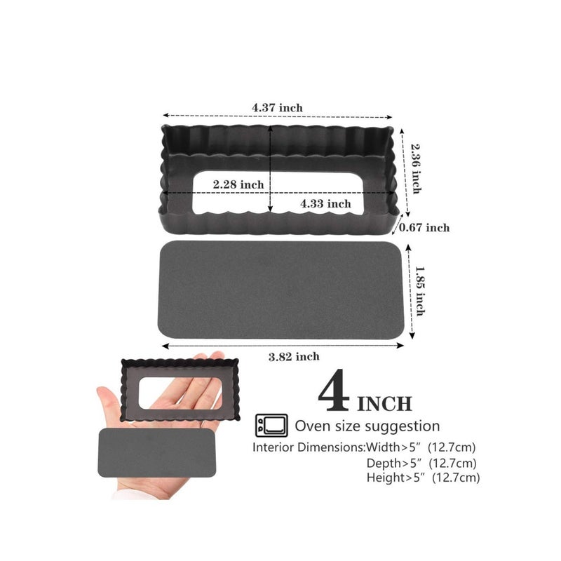 SOLARAE Mini Tart Pan Set of 4 Rectangular Non-Stick 4 Inch Quiche Pan Loose Removable Bottom Tart Pan for Pies, Quiche Bakeware, Cheese Cakes, Desserts - Image 5