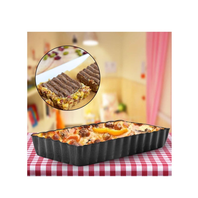 SOLARAE Mini Tart Pan Set of 4 Rectangular Non-Stick 4 Inch Quiche Pan Loose Removable Bottom Tart Pan for Pies, Quiche Bakeware, Cheese Cakes, Desserts - Image 2