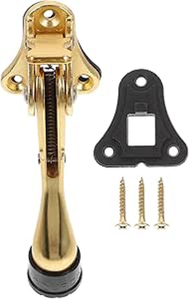 Brushed Gold Heavy Duty Door Stop Wedge Kickdown For Office Home - Image 1