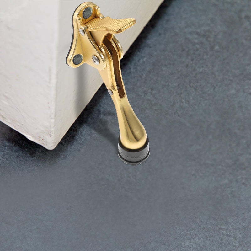 Brushed Gold Heavy Duty Door Stop Wedge Kickdown For Office Home - Image 4