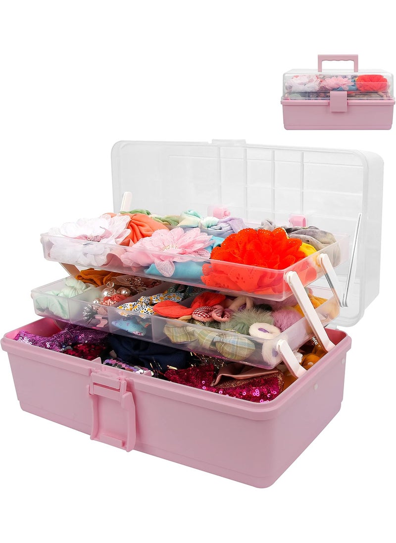 JOYMOMO Hair Bow Holder Organizer for Headbands, Hair Clips, Hair Ties, Scrunchies, Baby Girl Hair Accessories Storage Box, Three-layer Folding Storage Organizer (Without Accessories) 